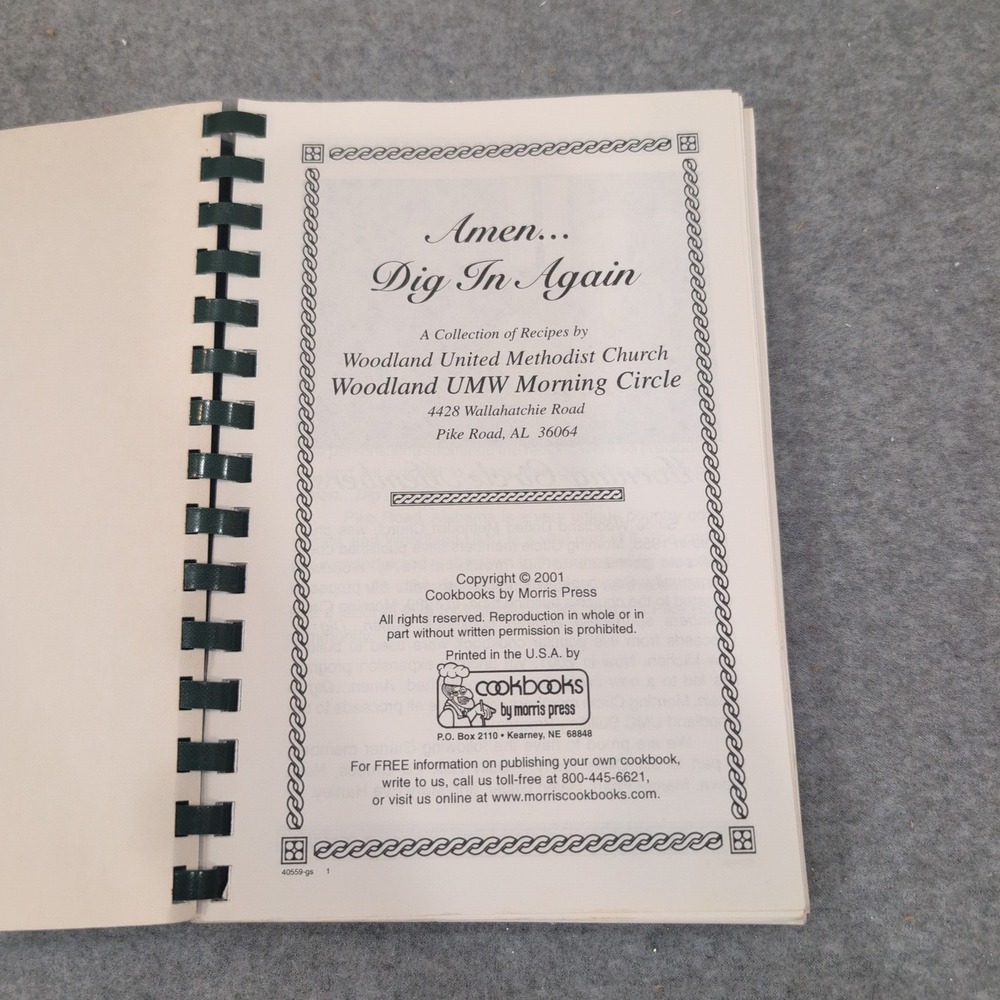 Amen... Dig In Again Woodland United Methodist Church Alabama Cookbook 2001 VG+ - Picture 2 of 3
